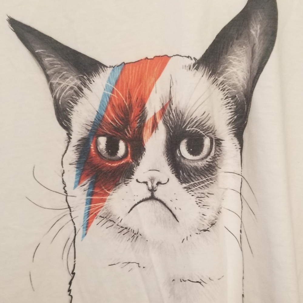Grumpy Cat/David Bowie tank Sun's Out NWOT